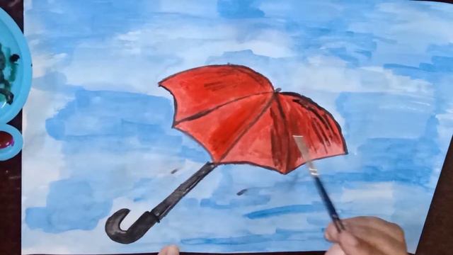 Water Color Painting | Life Under Umbrella | Rainy Day Abstract Painting смотреть онлайн
