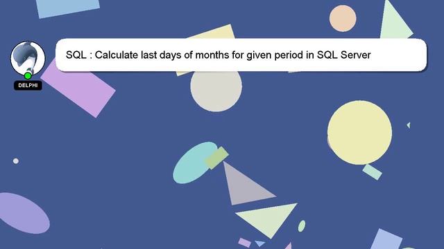 SQL : Calculate last days of months for given period in SQL Server смотреть онлайн