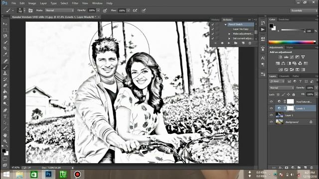Pencil sketch effect using action in Photoshop смотреть онлайн