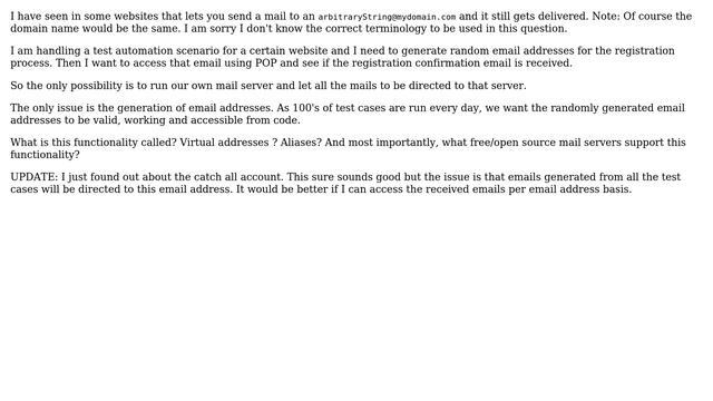 Free/Open Source mail server that supports arbitrary names (same domain) смотреть онлайн