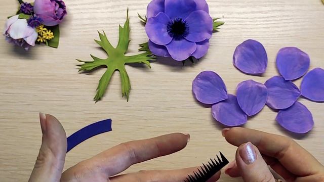 Анемоны из фоамирана. Нежная брошь или заколка. Foam Anemone Flowers. Цветы из фома супер аксесуар.