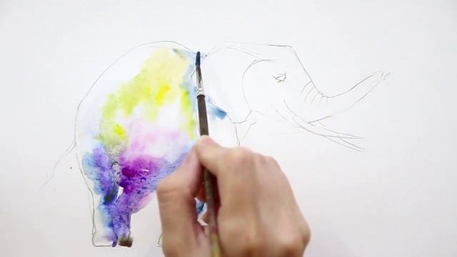 Рисуем слоника акварелью смотреть онлайн