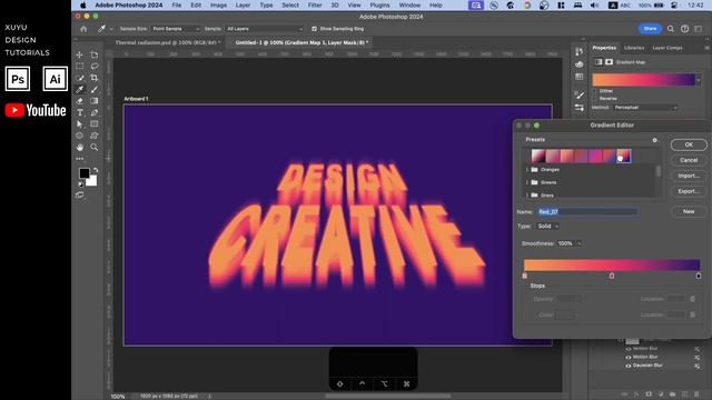 How To Make Thermal Radiation Effect Text With Adobe Photoshop Gradient Map | Photoshop Tutorial смотреть онлайн