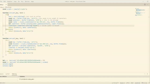 Simple NodeJS AES 256 encryption and decryption смотреть онлайн