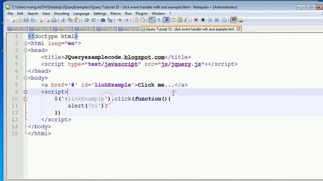 JQuery Tutorial 33 -click event handler with an example смотреть онлайн