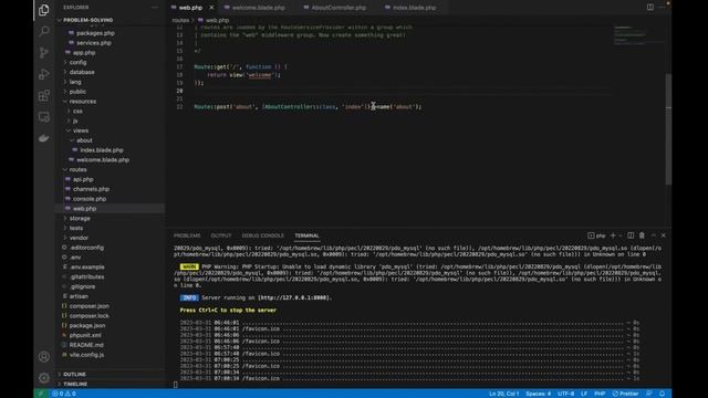 The GET method is not supported for route about. Supported methods: POST | Laravel error solutions смотреть онлайн