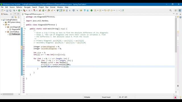Absolute Diagonal Difference | Java | Coding Interview Problem | CodeJavaWithSaqib смотреть онлайн