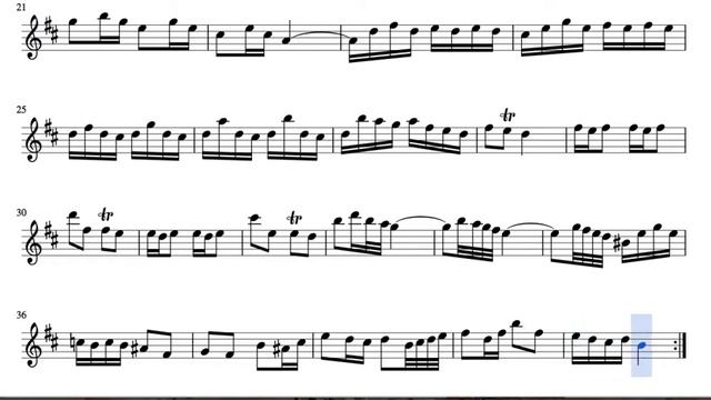 Badinerie J. S. Bach Sheet Music for Alto Saxophone Baritone Sax B minor смотреть онлайн