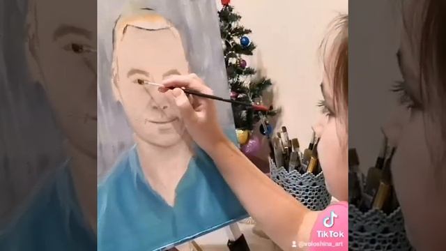 Подарок на ДР от дочки?Девочка Ника рисует портрет папы?Индивидуальное занятие по живописи маслом смотреть онлайн
