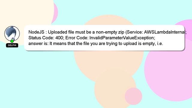NodeJS : Uploaded file must be a non-empty zip (Service: AWSLambdaInternal; Status Code: 400; Error смотреть онлайн