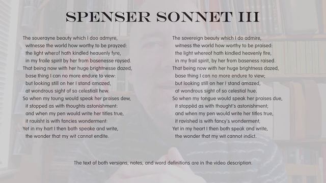 Poetry: Edmund Spenser Amoretti Sonnet 3 - Modernised English with Notes смотреть онлайн