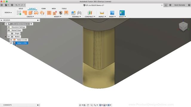 Modify an STL file — Fusion 360 Tutorial смотреть онлайн