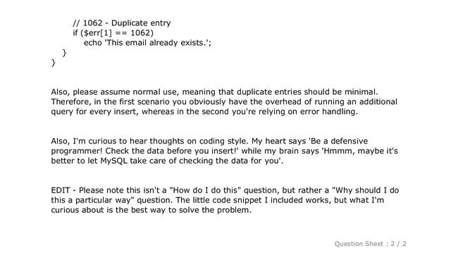 MySQL : check for duplicate entry vs use PDO errorInfo result смотреть онлайн