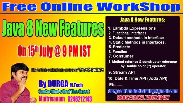 Java 8 New Features FREE Online Workshop in DURGASOFT смотреть онлайн