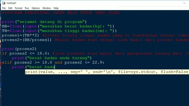 [PYTHON] Buat progam penghitung index masa tubuh смотреть онлайн