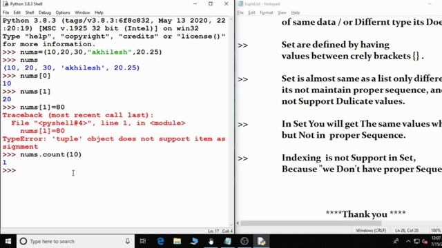 Tuple | Set in Python | Programming Adventure смотреть онлайн