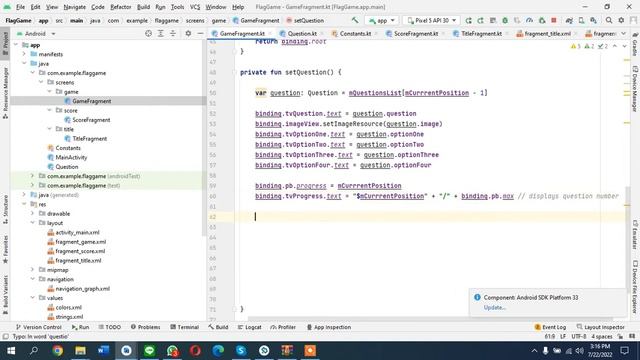 5. Flag Quiz Game | Binding the Game Fragment Views | Kotlin Tutorials | смотреть онлайн