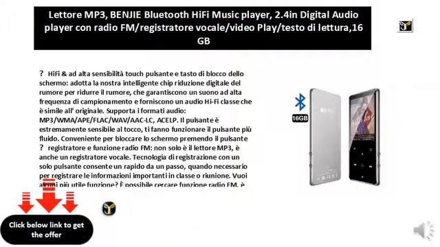 Lettore MP3, BENJIE Bluetooth HiFi Music player смотреть онлайн