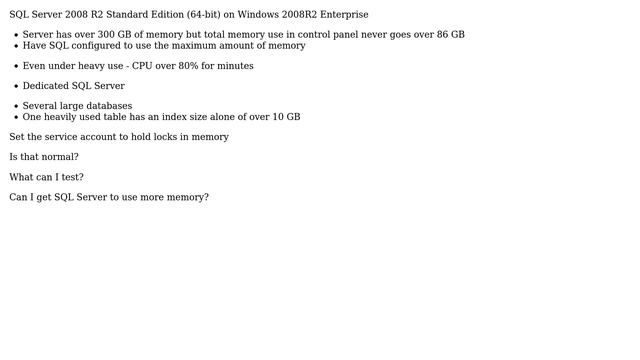 Databases: SQL Server not using available memory смотреть онлайн