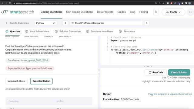 Solving FORBES Data Science Interview Question using Python & SQL - Most Profitable Companies смотреть онлайн