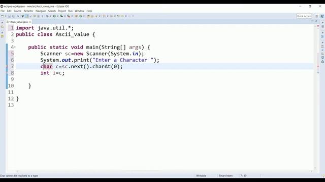 Write a Java Program for Calculating ASCII value of a character || ASCII VALUE смотреть онлайн