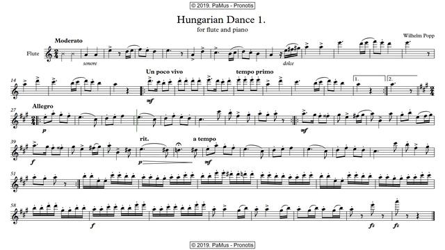 Wilhelm Popp: Hungarian Dance in A for flute and piano смотреть онлайн