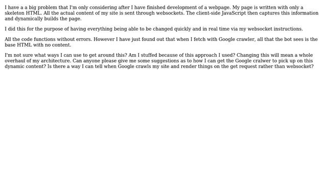 Webmasters: Google crawler and dynamic websocket website смотреть онлайн