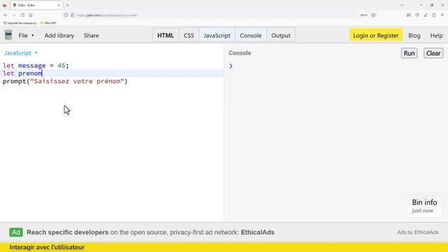 JavaScript tutoriel débutant - 04 - Interagir avec l'utilisateur смотреть онлайн