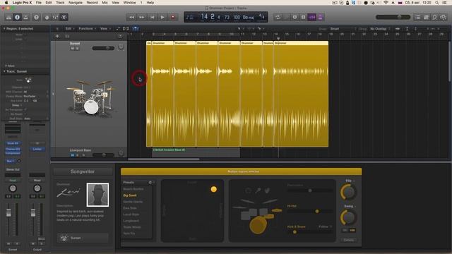 Создание барабанной партии в Drummer. Создание брейков и следование за грувом [Logic Pro Help]