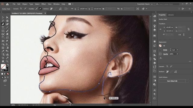 MINIMAL LINE ART Speed Art | Ariana Grande | Adobe Illustrator смотреть онлайн