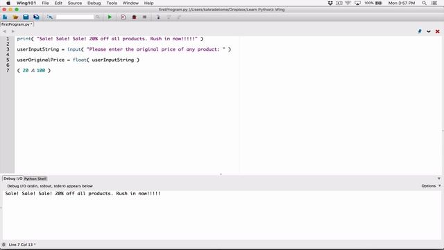24. Calculating a percentage example program - Learn Python смотреть онлайн