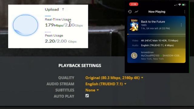 Plex Direct Play Over the Internet! 4k, 80+ Megabits/sec! смотреть онлайн