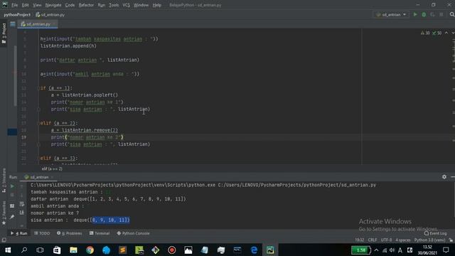 Dequeue Data Antrian Pada Python (menggunakan kondisi percabangan, list atau array) смотреть онлайн