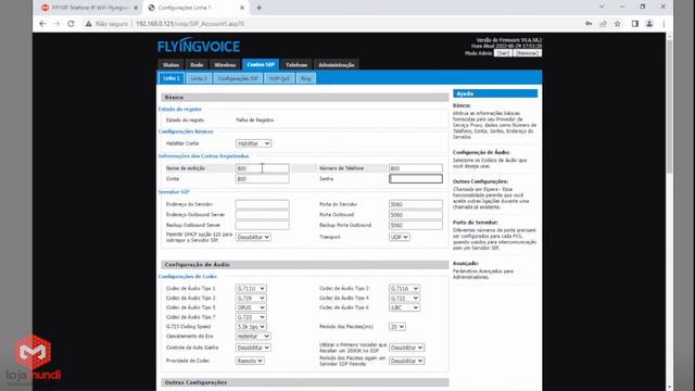 Configurando Flyingvoice FIP10P - Tutorial LojaMundi