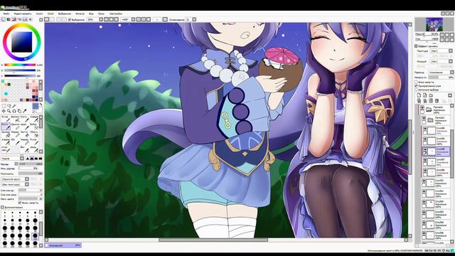 SpeedPaint Genshin Impact Qiqi and Keqing смотреть онлайн