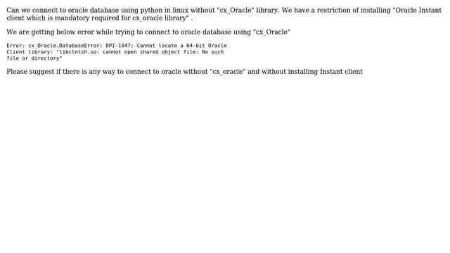 Unix & Linux: Can we connect to oracle database using python without cx_Oracle in Linux смотреть онлайн