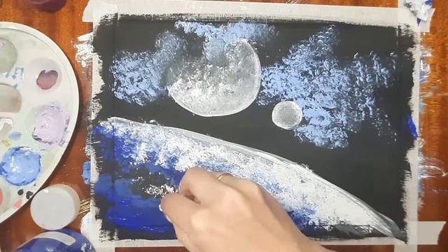 Как нарисовать космос. Рисуем планеты гуашью. Как нарисовать планеты в космосе. смотреть онлайн