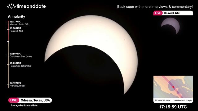 LIVE: Annular Solar Eclipse (Great American Eclipse) - October 14, 2023 смотреть онлайн