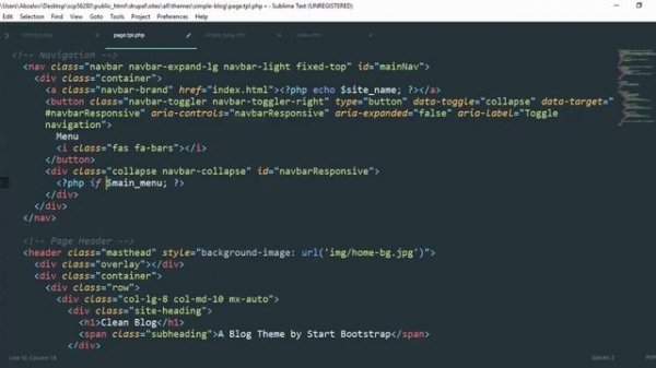 Урок 149. Drupal. Создание темы. Вывод главного меню и содержимого