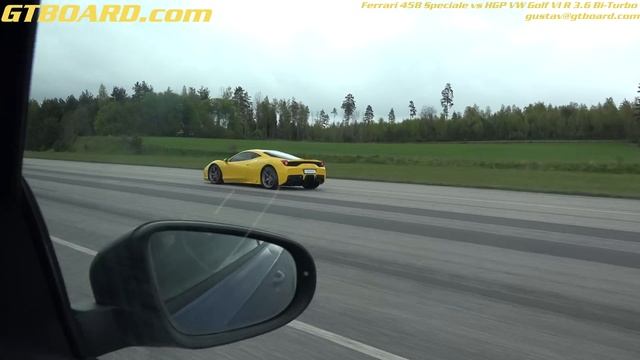 Ferrari 458 Speciale Vs HGP VW Golf VI R 3.6 Bi-Turbo In 4k Ultra HD