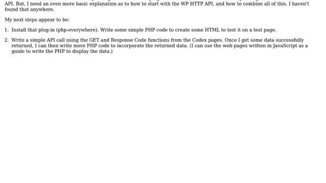Wordpress: How do I start using an external API and PHP for a WordPress.org page? смотреть онлайн