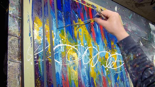 Abstract Painting Demo - Stripe With Masking Tape | Dena Lune смотреть онлайн