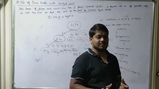 Dice Throw || Dice roll with Target Sum - Recursive and Dynamic Programming Approach смотреть онлайн
