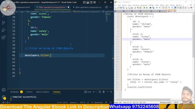 Filter Array of JSON Objects | TypeScript | Angular | rxjs | filter method | JSON Array | Shivam ✌ смотреть онлайн