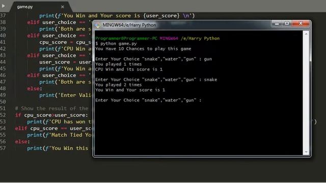 Snake Water Gun game in python 3 with source code and complete logic смотреть онлайн