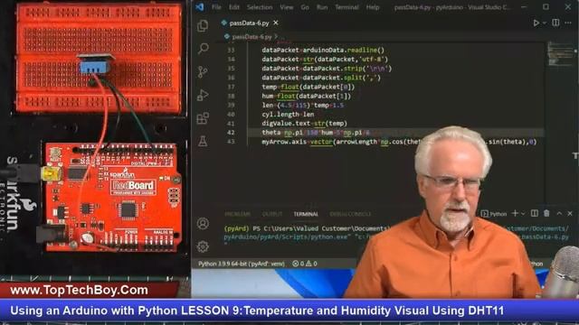 Using An Arduino With Python LESSON 9: Temperature And Humidity Visual Using DHT11