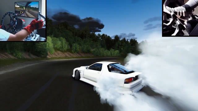 Drifting Mazda RX7 FC on Ebisu North - Assetto Corsa Thrustmaster TSXW wheel and pedal cam MOD+LINK смотреть онлайн