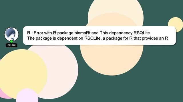 R : Error with R package biomaRt and This dependency RSQLite смотреть онлайн