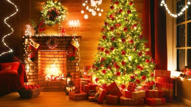 Christmas Tree Fireplace Ambience ?? Christmas Piano Music Fireplace ? Christmas Music For Sleeping смотреть онлайн