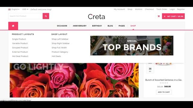 Creta v4.7 - Flower Shop WooCommerce WordPress Theme Nulled смотреть онлайн